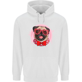 Valentines Day Love Pug Dog Mens 80% Cotton Hoodie White