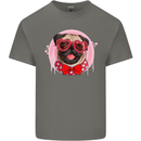Valentines Day Love Pug Dog Mens Cotton T-Shirt Tee Top Charcoal