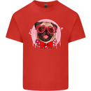 Valentines Day Love Pug Dog Mens Cotton T-Shirt Tee Top Red
