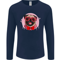 Valentines Day Love Pug Dog Mens Long Sleeve T-Shirt Navy Blue