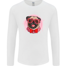 Valentines Day Love Pug Dog Mens Long Sleeve T-Shirt White