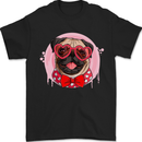Valentines Day Love Pug Dog Mens T-Shirt 100% Cotton Black