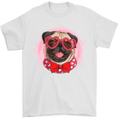 Valentines Day Love Pug Dog Mens T-Shirt 100% Cotton White