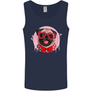 Valentines Day Love Pug Dog Mens Vest Tank Top Navy Blue