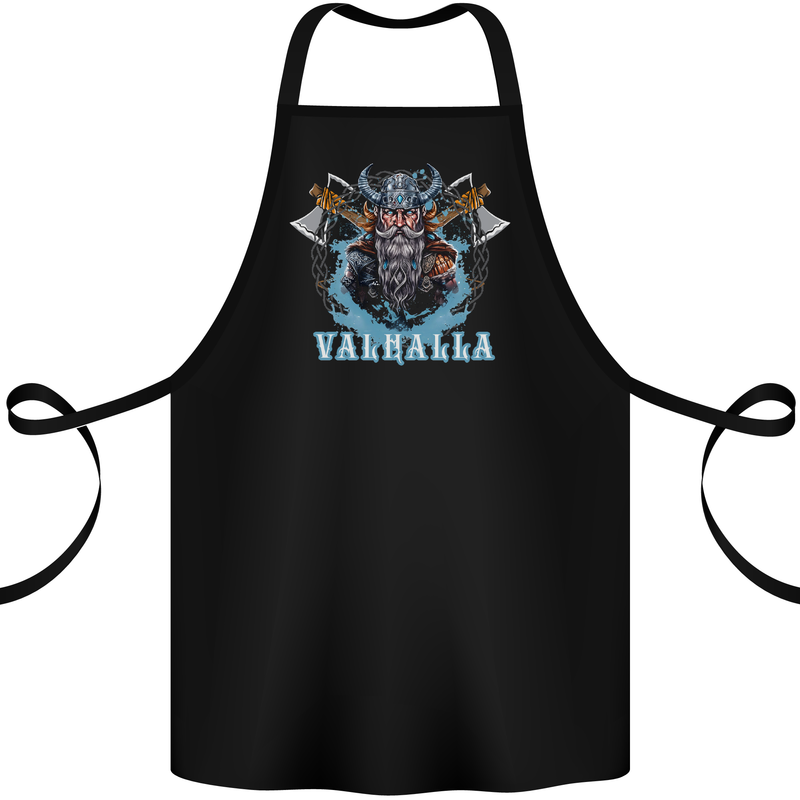 Valhalla Viking With Axes Cotton Apron 100% Organic Black