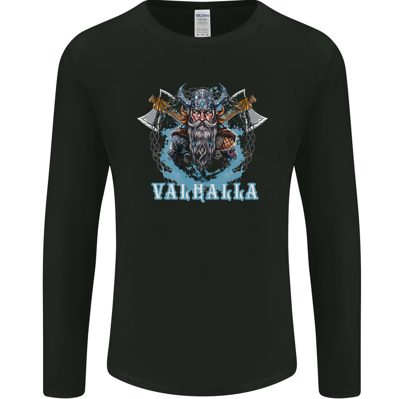 Valhalla Viking With Axes Mens Long Sleeve T-Shirt Black