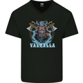 Valhalla Viking With Axes Mens V-Neck Cotton T-Shirt Black
