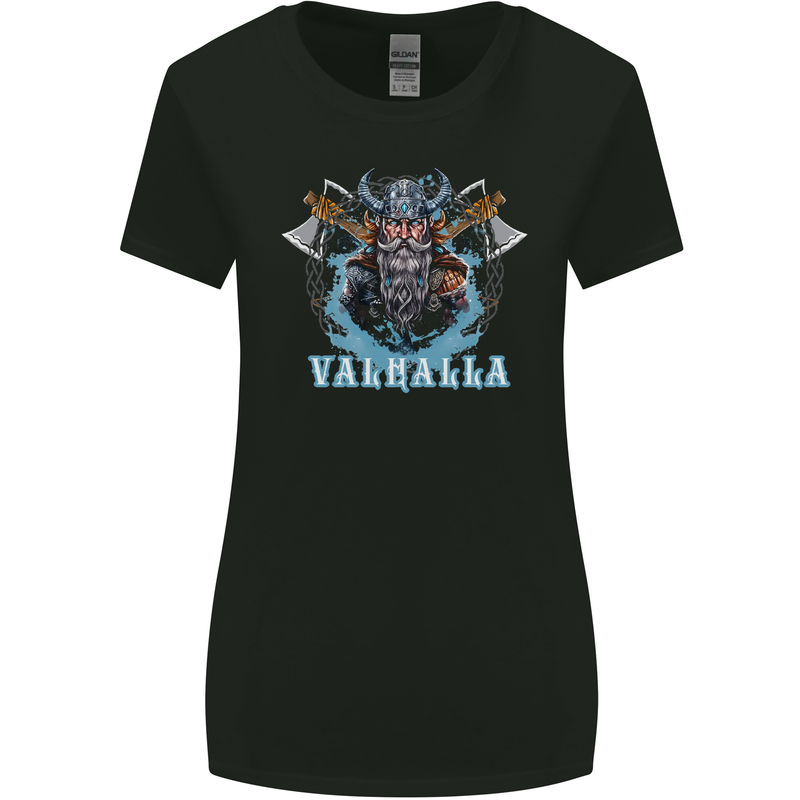 Valhalla Viking With Axes Womens Wider Cut T-Shirt Black