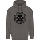 Valknut Circle With Viking Text Black Print Mens 80% Cotton Hoodie Charcoal
