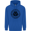 Valknut Circle With Viking Text Black Print Mens 80% Cotton Hoodie Royal Blue