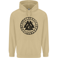 Valknut Circle With Viking Text Black Print Mens 80% Cotton Hoodie Sand