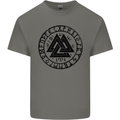 Valknut Circle With Viking Text Black Print Mens Cotton T-Shirt Tee Top Charcoal