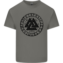 Valknut Circle With Viking Text Black Print Mens Cotton T-Shirt Tee Top Charcoal