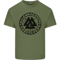Valknut Circle With Viking Text Black Print Mens Cotton T-Shirt Tee Top Military Green