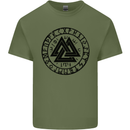 Valknut Circle With Viking Text Black Print Mens Cotton T-Shirt Tee Top Military Green