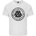Valknut Circle With Viking Text Black Print Mens Cotton T-Shirt Tee Top White