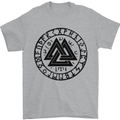 Valknut Circle With Viking Text Black Print Mens T-Shirt 100% Cotton Sports Grey
