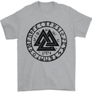 Valknut Circle With Viking Text Black Print Mens T-Shirt 100% Cotton Sports Grey