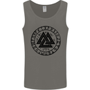 Valknut Circle With Viking Text Black Print Mens Vest Tank Top Charcoal