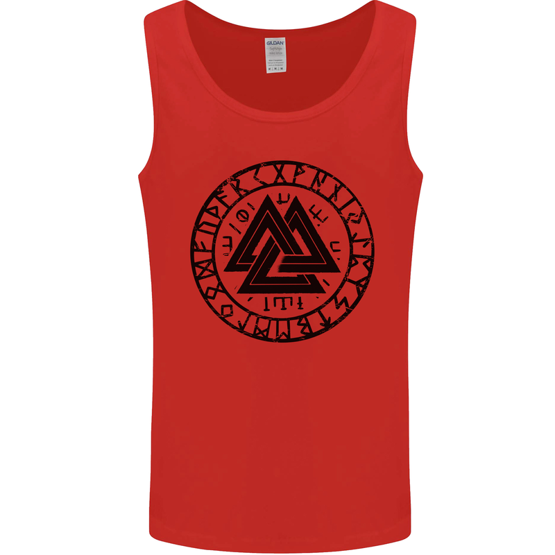 Valknut Circle With Viking Text Black Print Mens Vest Tank Top Red