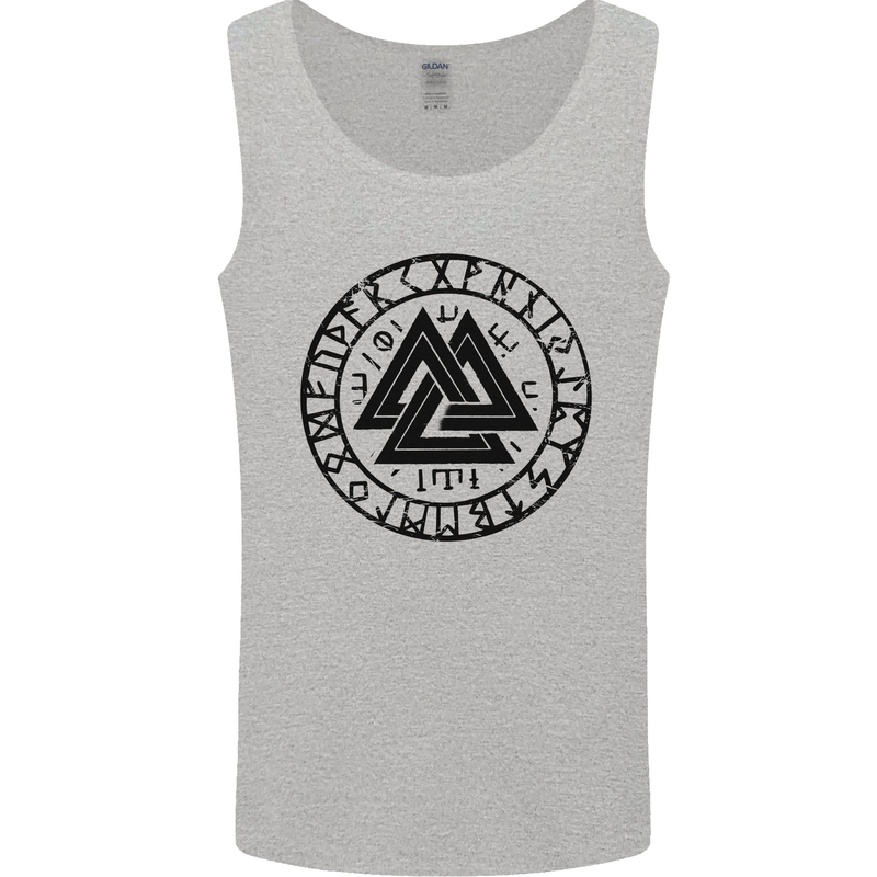 Valknut Circle With Viking Text Black Print Mens Vest Tank Top Sports Grey