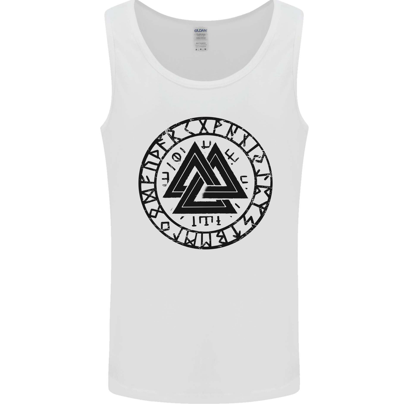 Valknut Circle With Viking Text Black Print Mens Vest Tank Top White
