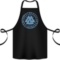 Valknut Circle With Viking Text Blue Print Cotton Apron 100% Organic Black