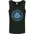 Valknut Circle With Viking Text Blue Print Mens Vest Tank Top Black
