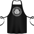 Valknut Circle With Viking Text White Print Cotton Apron 100% Organic Black