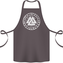Valknut Circle With Viking Text White Print Cotton Apron 100% Organic Dark Grey