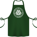 Valknut Circle With Viking Text White Print Cotton Apron 100% Organic Forest Green