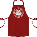Valknut Circle With Viking Text White Print Cotton Apron 100% Organic Maroon