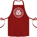 Valknut Circle With Viking Text White Print Cotton Apron 100% Organic Maroon