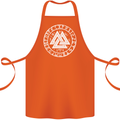 Valknut Circle With Viking Text White Print Cotton Apron 100% Organic Orange
