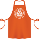 Valknut Circle With Viking Text White Print Cotton Apron 100% Organic Orange
