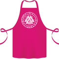 Valknut Circle With Viking Text White Print Cotton Apron 100% Organic Pink