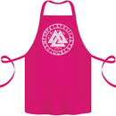 Valknut Circle With Viking Text White Print Cotton Apron 100% Organic Pink