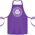 Valknut Circle With Viking Text White Print Cotton Apron 100% Organic Purple