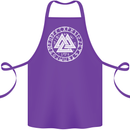 Valknut Circle With Viking Text White Print Cotton Apron 100% Organic Purple