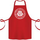 Valknut Circle With Viking Text White Print Cotton Apron 100% Organic Red