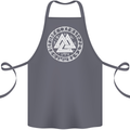 Valknut Circle With Viking Text White Print Cotton Apron 100% Organic Steel