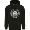 Valknut Circle With Viking Text White Print Mens 80% Cotton Hoodie Black
