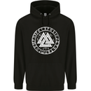 Valknut Circle With Viking Text White Print Mens 80% Cotton Hoodie Black