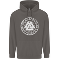 Valknut Circle With Viking Text White Print Mens 80% Cotton Hoodie Charcoal