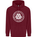 Valknut Circle With Viking Text White Print Mens 80% Cotton Hoodie Maroon