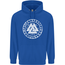 Valknut Circle With Viking Text White Print Mens 80% Cotton Hoodie Royal Blue
