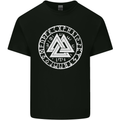 Valknut Circle With Viking Text White Print Mens Cotton T-Shirt Tee Top Black