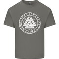 Valknut Circle With Viking Text White Print Mens Cotton T-Shirt Tee Top Charcoal