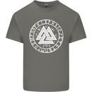Valknut Circle With Viking Text White Print Mens Cotton T-Shirt Tee Top Charcoal