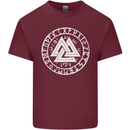 Valknut Circle With Viking Text White Print Mens Cotton T-Shirt Tee Top Maroon